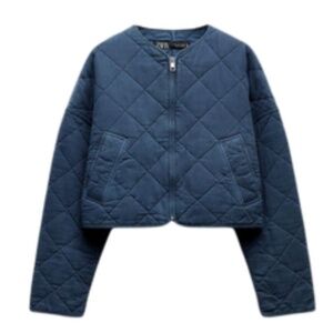 NWT. ZARA QUILTED JACKET - INDIGO